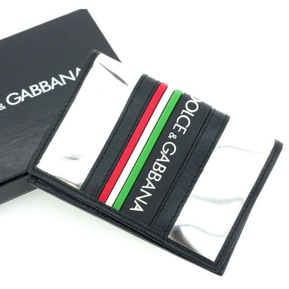 AUTH Dolce&Gabbana Card Case Silver Black Woman - Picture 1 of 4